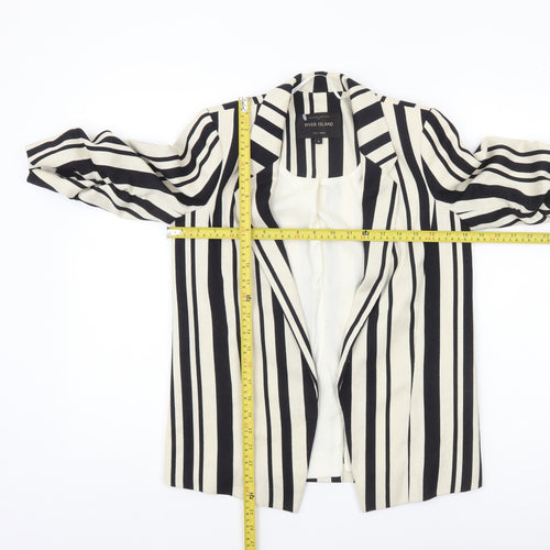River Island Women’s Black Stripe Woven Blazer Size 6 Tailored Jacket