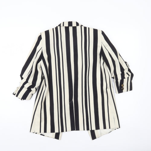 River Island Women’s Black Stripe Woven Blazer Size 6 Tailored Jacket