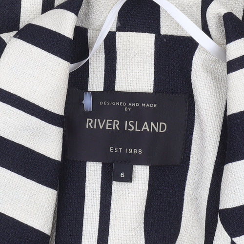 River Island Women’s Black Stripe Woven Blazer Size 6 Tailored Jacket