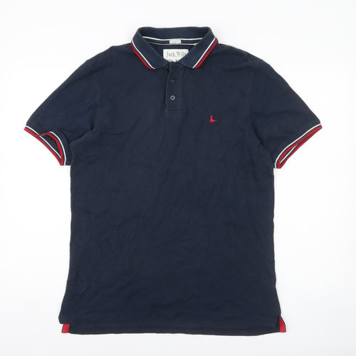 Jack Wills Men's Blue Regular Fit Cotton Polo Shirt M