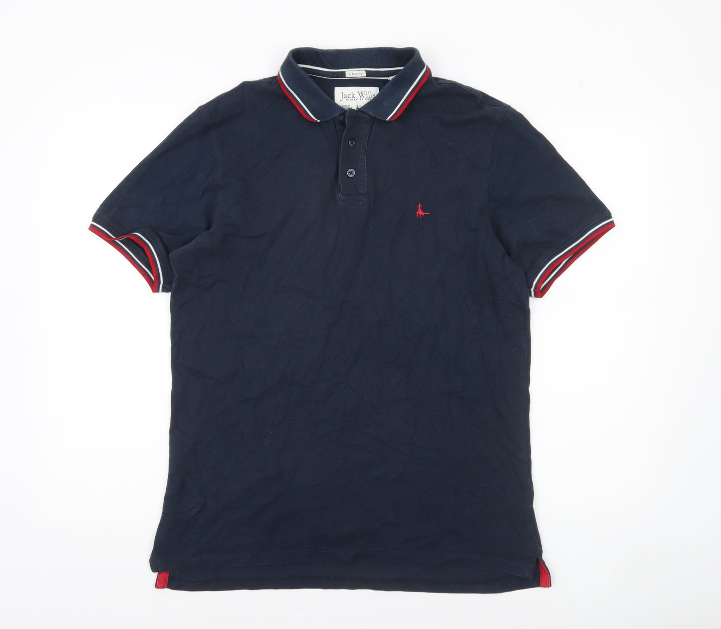 Jack Wills Men's Blue Regular Fit Cotton Polo Shirt M