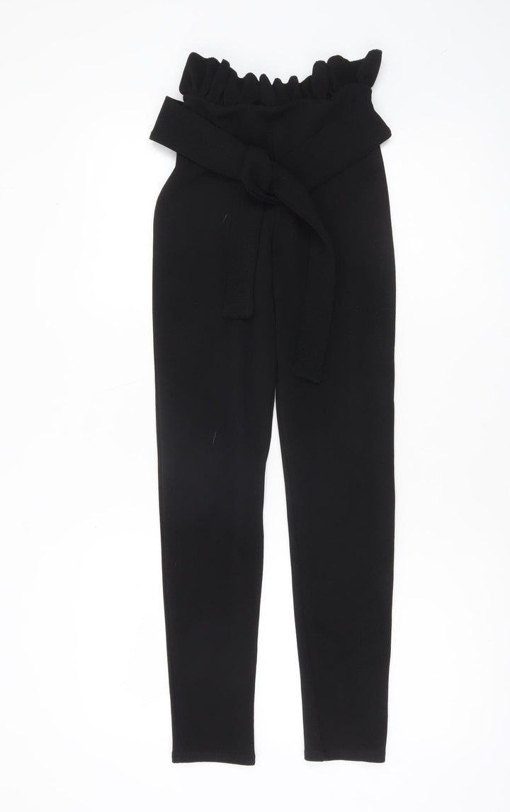 PrettyLittleThing Women’s Black Size 4 Paperbag Tapered Trousers