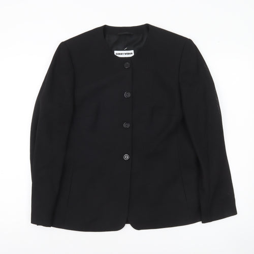 Gerry Weber Women's Black Wool Blend Classic Blazer Jacket Size 12
