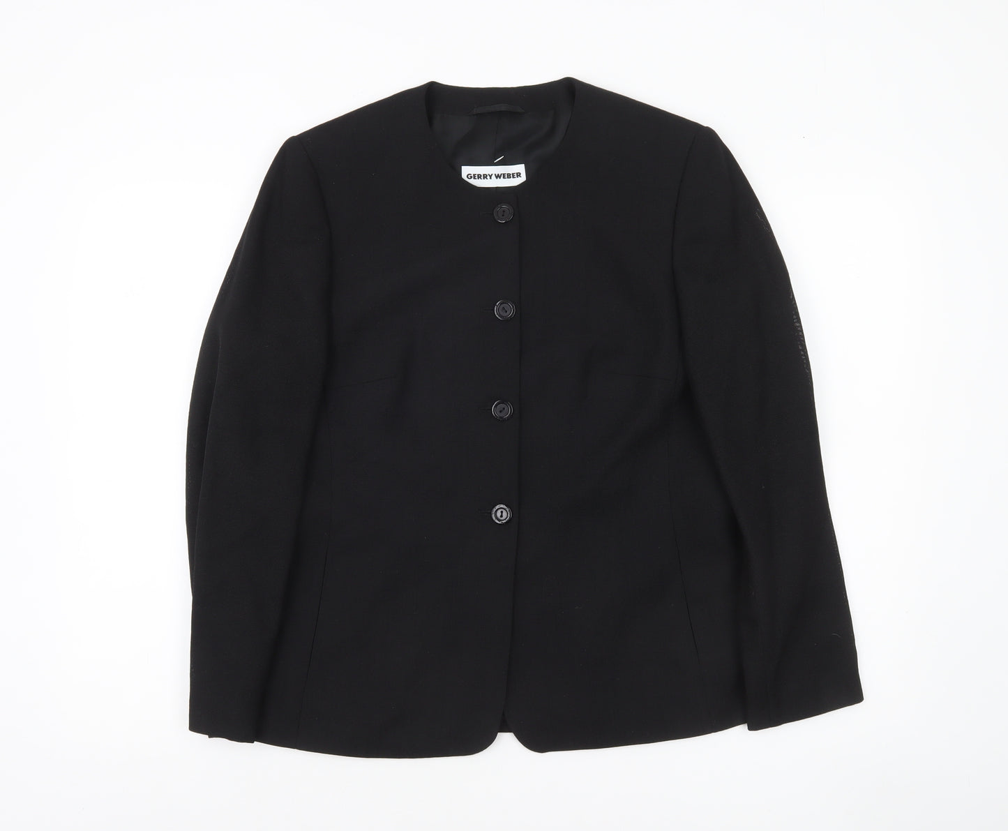 Gerry Weber Women's Black Wool Blend Classic Blazer Jacket Size 12