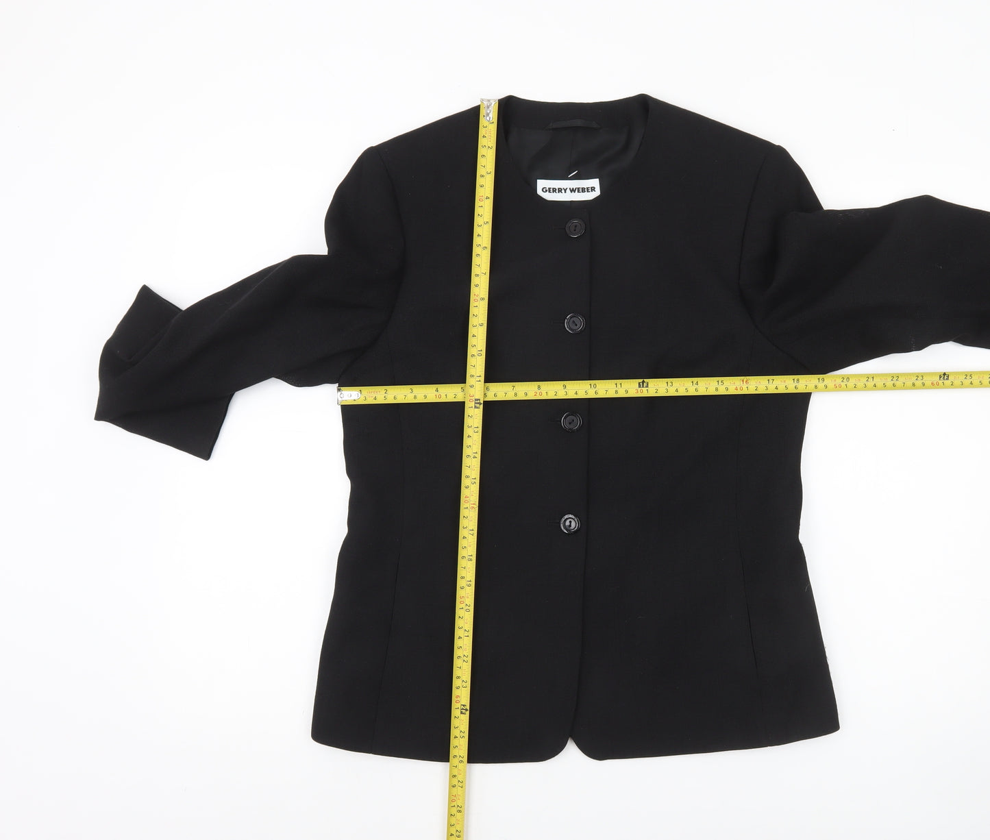 Gerry Weber Women's Black Wool Blend Classic Blazer Jacket Size 12