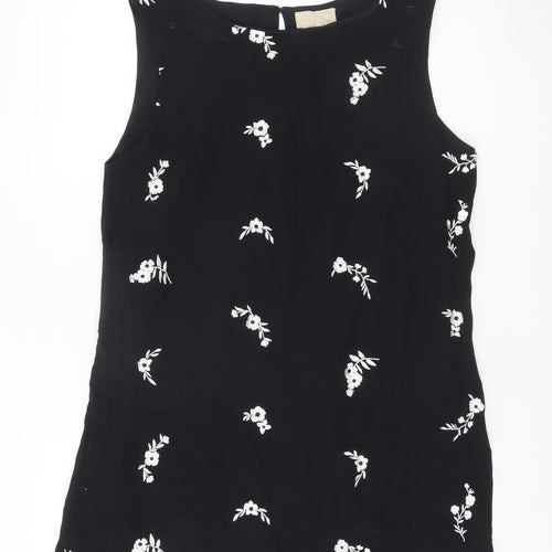 Phase Eight Women’s Black Floral Sleeveless Shift Dress Size 14
