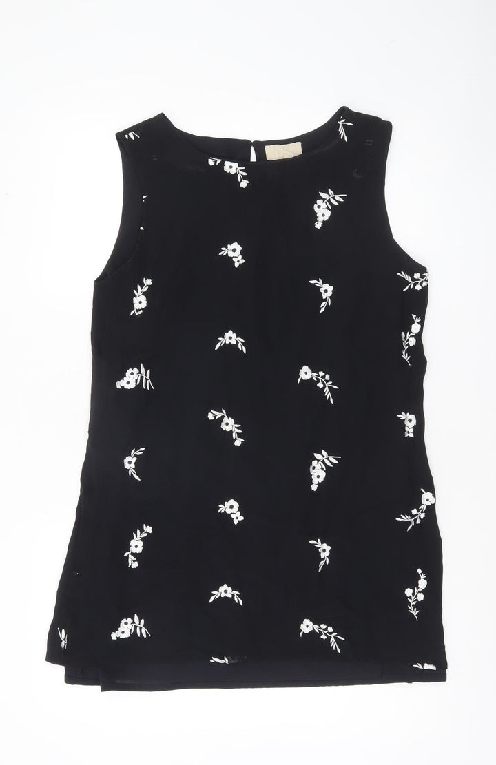 Phase Eight Women’s Black Floral Sleeveless Shift Dress Size 14