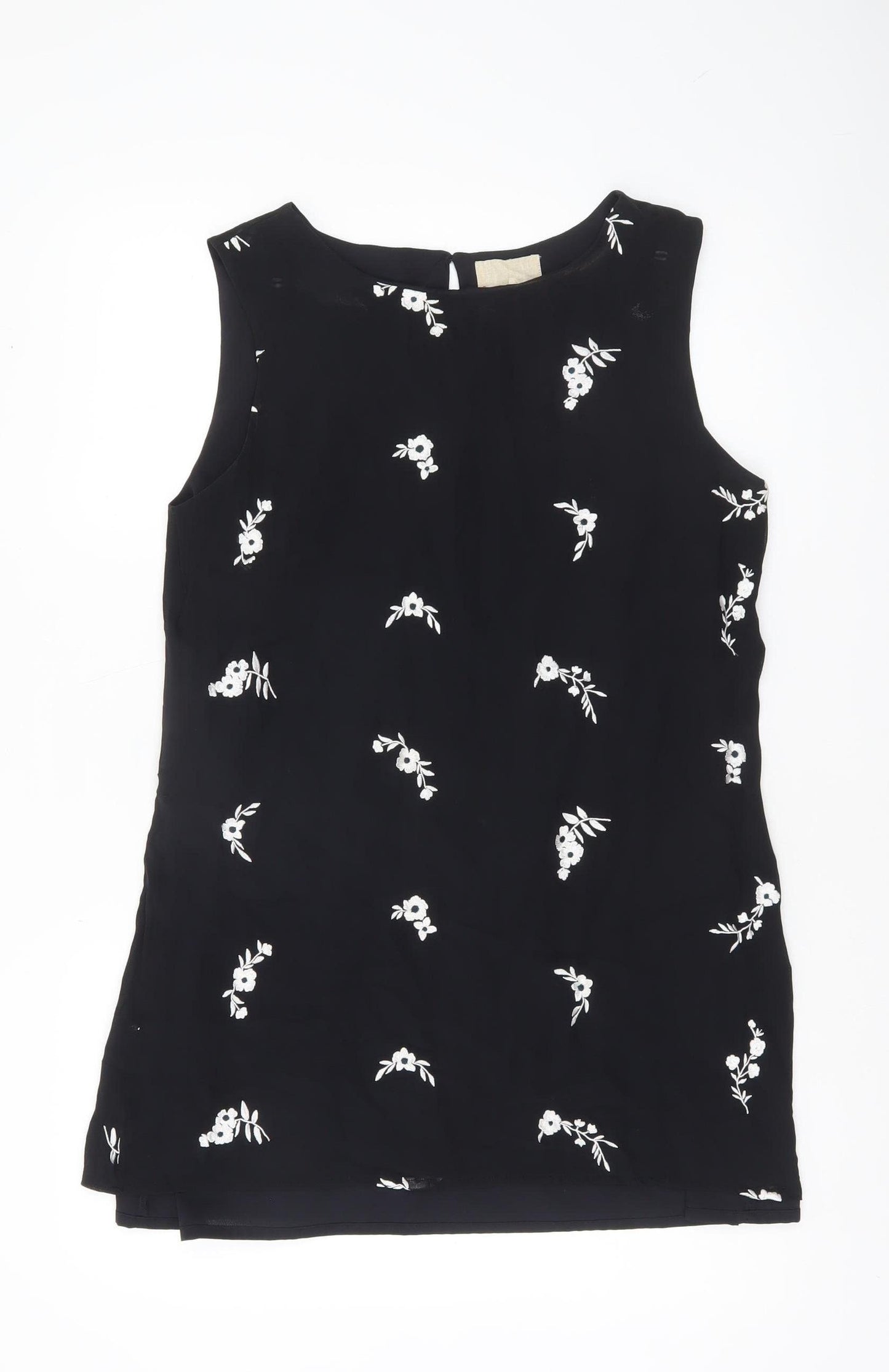 Phase Eight Women’s Black Floral Sleeveless Shift Dress Size 14