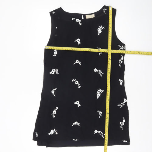 Phase Eight Women’s Black Floral Sleeveless Shift Dress Size 14