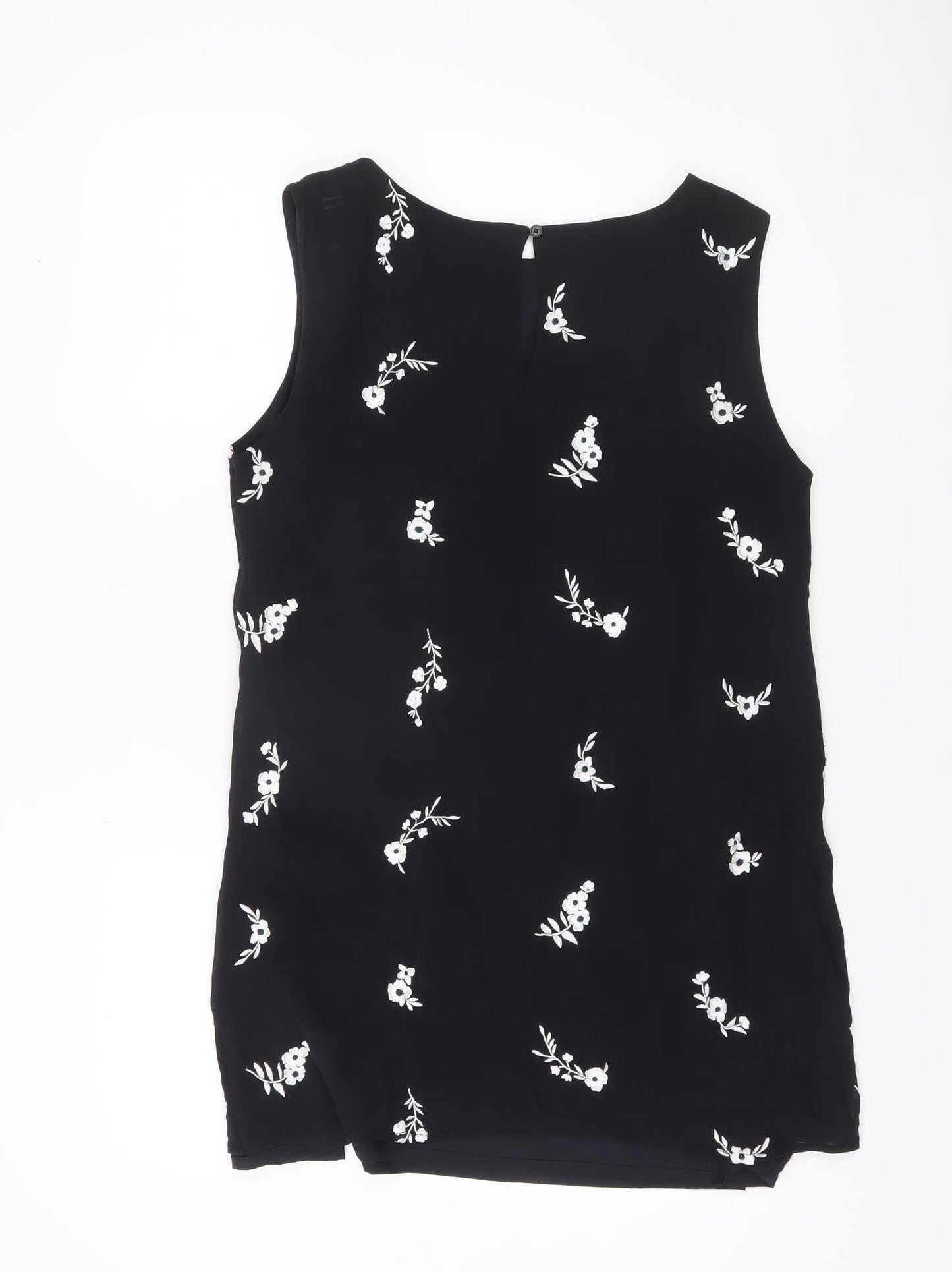 Phase Eight Women’s Black Floral Sleeveless Shift Dress Size 14