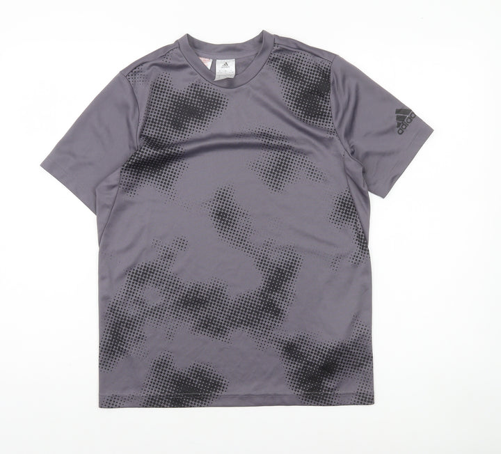 Adidas Boys Grey Camouflage Short Sleeve Training T-Shirt 13-14 Years