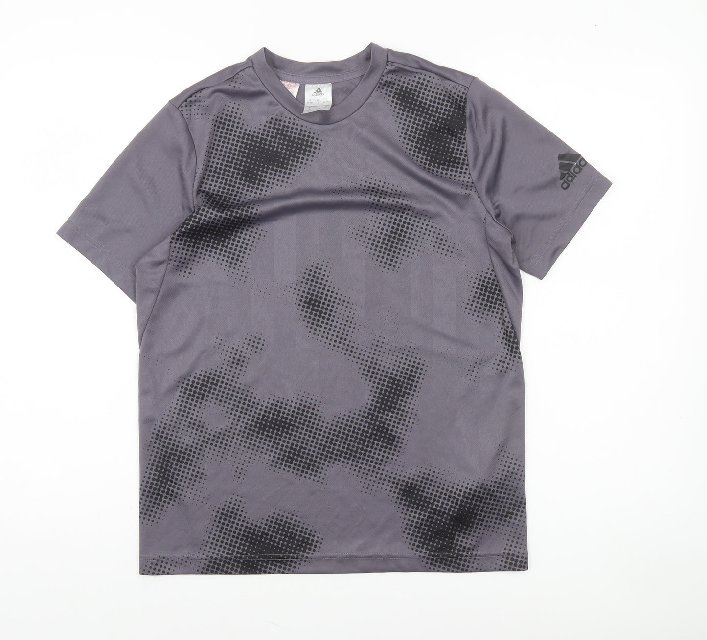 Adidas Boys Grey Camouflage Short Sleeve Training T-Shirt 13-14 Years