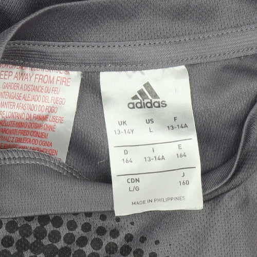 Adidas Boys Grey Camouflage Short Sleeve Training T-Shirt 13-14 Years