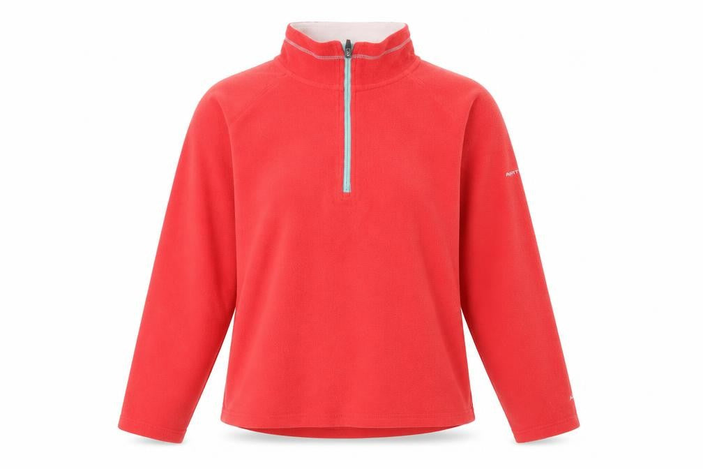 Front view of Trespass women’s red fleece pullover sweatshirt uk14 l half zip outdoor