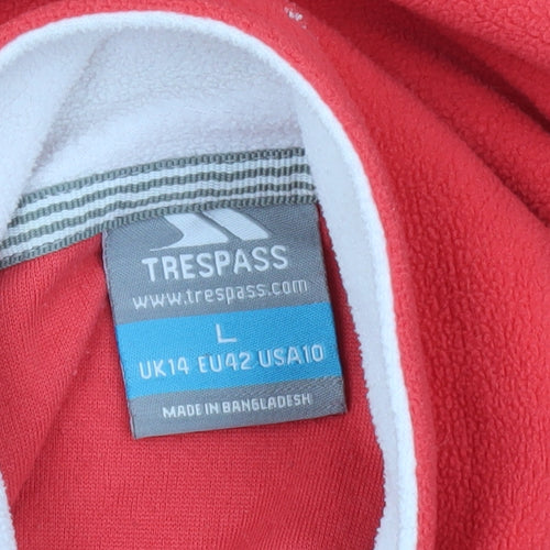 Trespass Womens Red Fleece Pullover Sweatshirt UK14 L Half Zip Outdoor