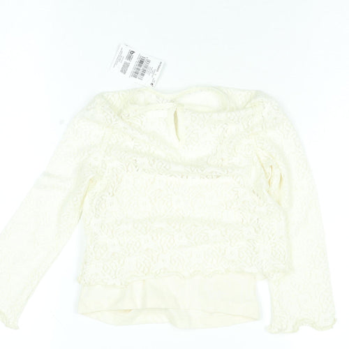 Next Girls Ivory Lace Long Sleeve Blouse 4 Years