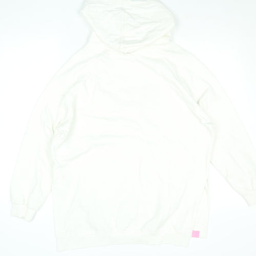 Barbie Women’s Ivory Pullover Hoodie Small – Logo Embroidered Cotton Blend