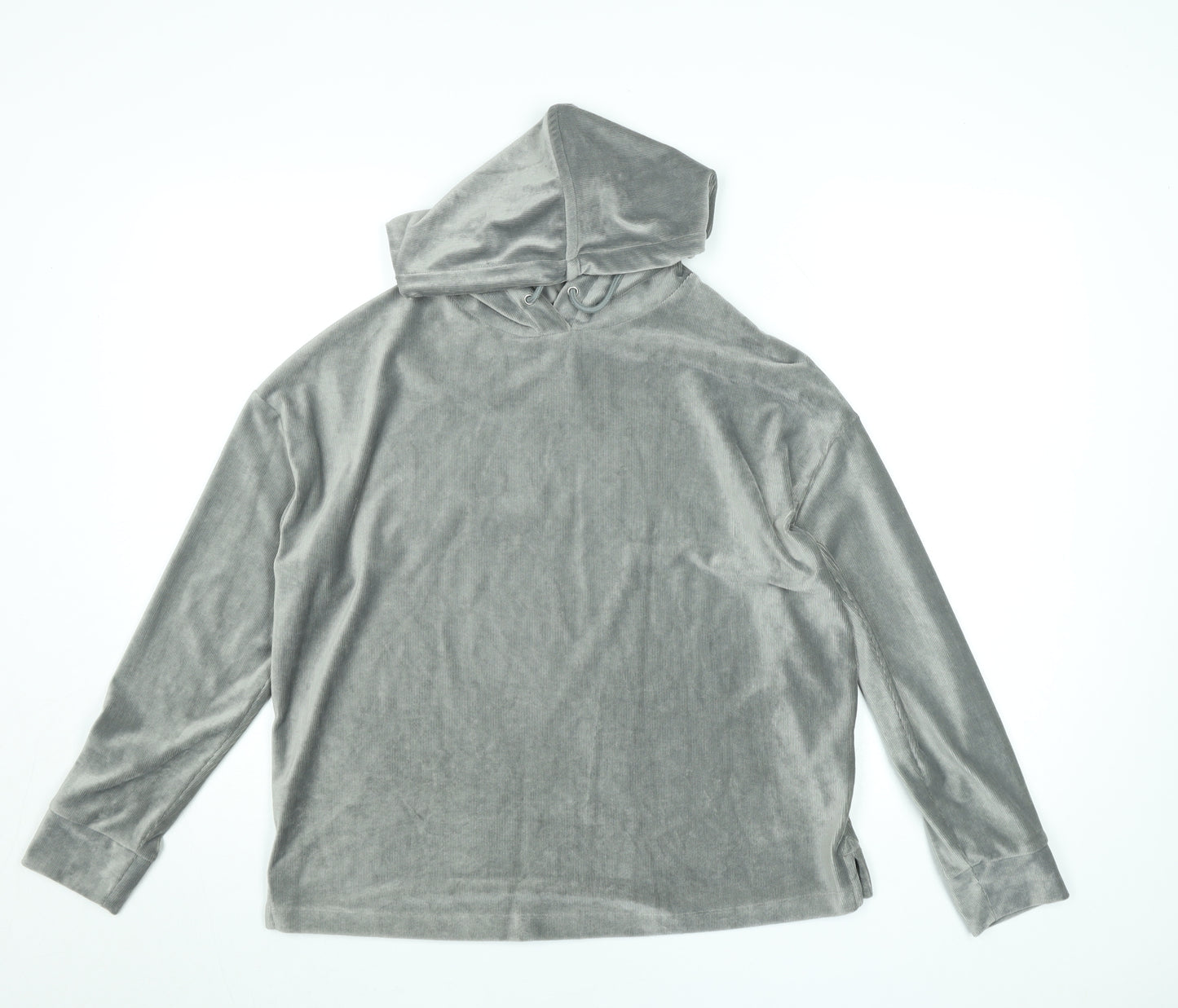 Marks and Spencer Women Grey Velour Pullover Hoodie Size 10