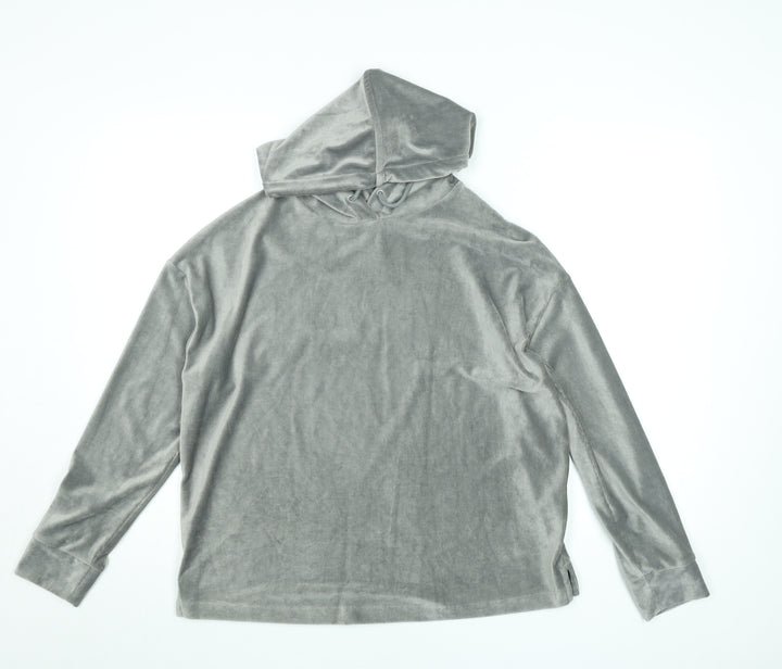 Marks and Spencer Women Grey Velour Pullover Hoodie Size 10