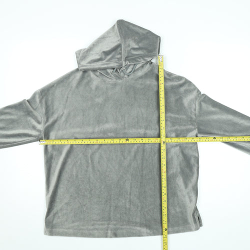 Marks and Spencer Women Grey Velour Pullover Hoodie Size 10
