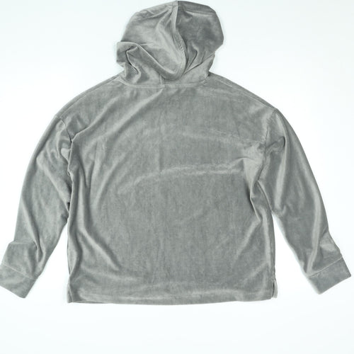 Marks and Spencer Women Grey Velour Pullover Hoodie Size 10