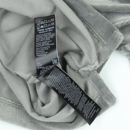 Marks and Spencer Women Grey Velour Pullover Hoodie Size 10