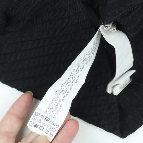 Zara Womens Black Slim Fit Polo Shirt Size S Short Sleeve Collared Top
