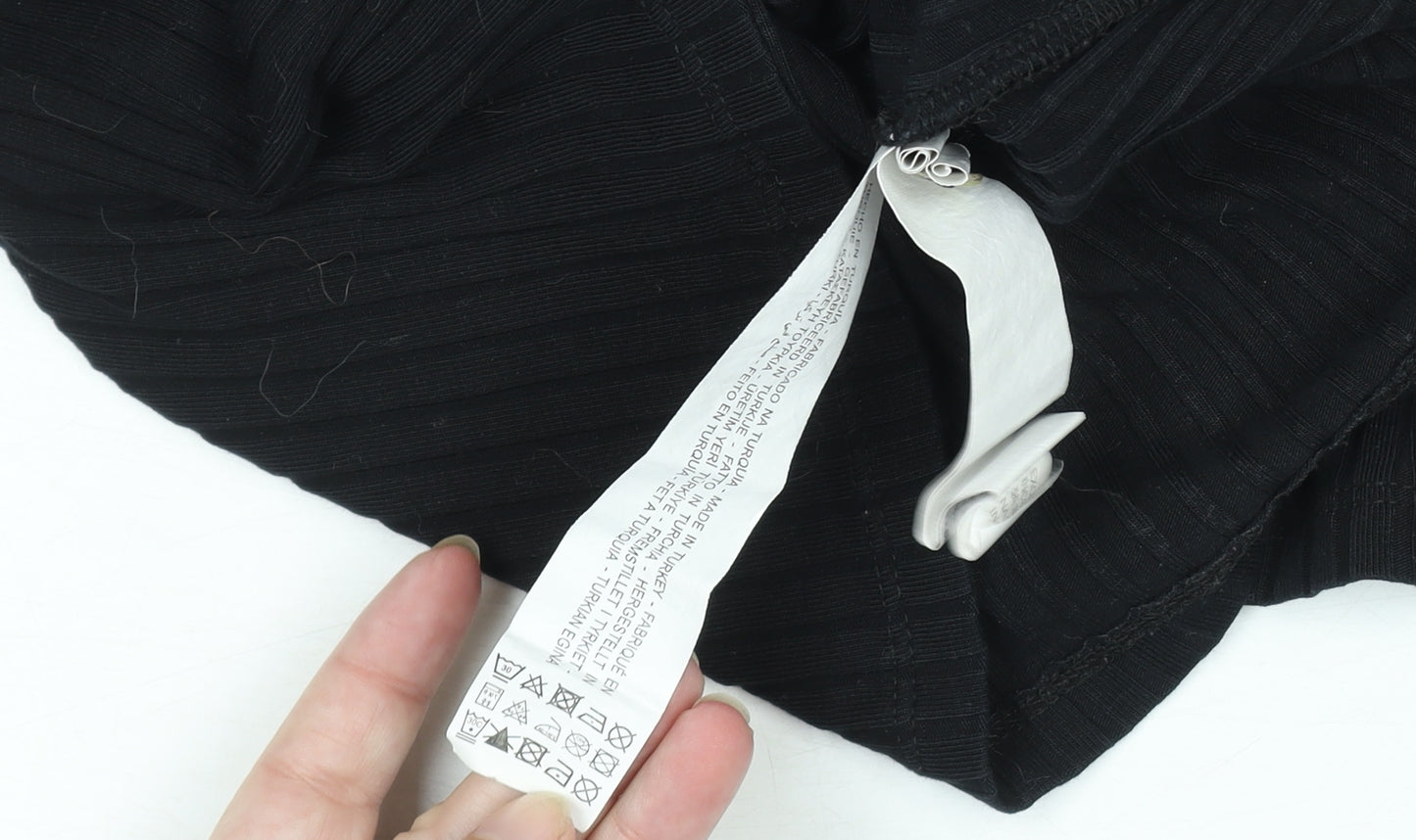 Zara Womens Black Slim Fit Polo Shirt Size S Short Sleeve Collared Top