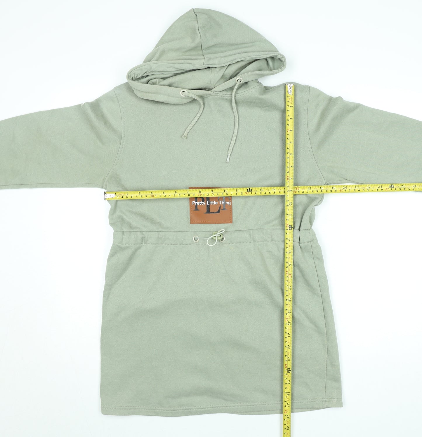 PrettyLittleThing Women’s Green Hoodie Dress UK 6 Cotton Blend Pullover