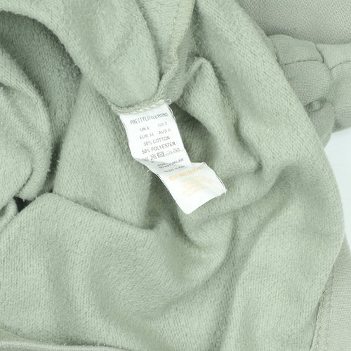 PrettyLittleThing Women’s Green Hoodie Dress UK 6 Cotton Blend Pullover