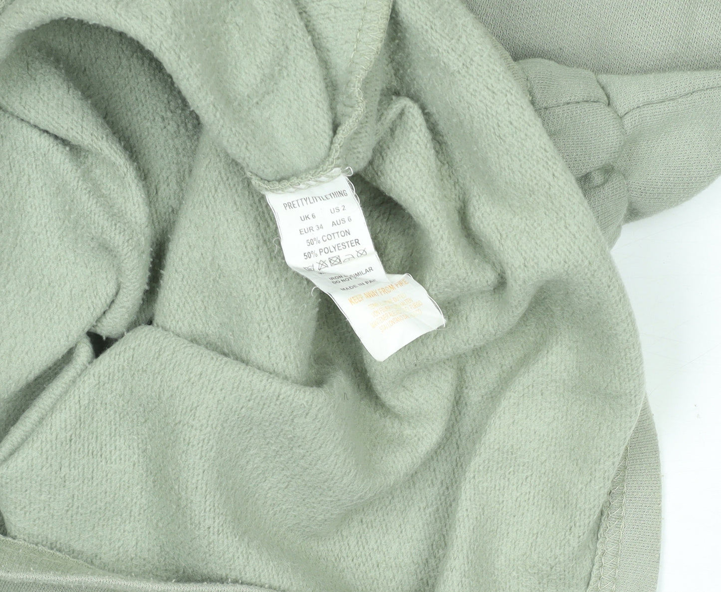 PrettyLittleThing Women’s Green Hoodie Dress UK 6 Cotton Blend Pullover