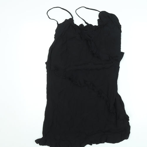 H&M Women’s Black Viscose Ruffle Slip Dress Size 12