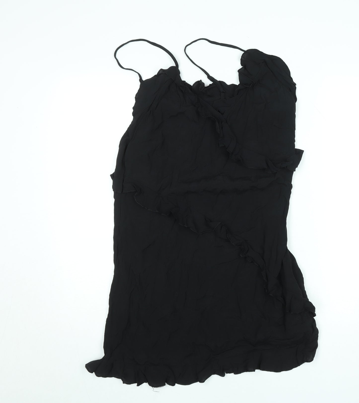 H&M Women’s Black Viscose Ruffle Slip Dress Size 12