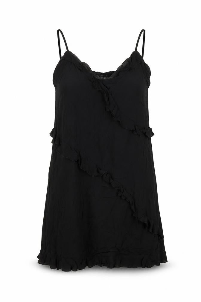 H&M Women’s Black Viscose Ruffle Slip Dress Size 12