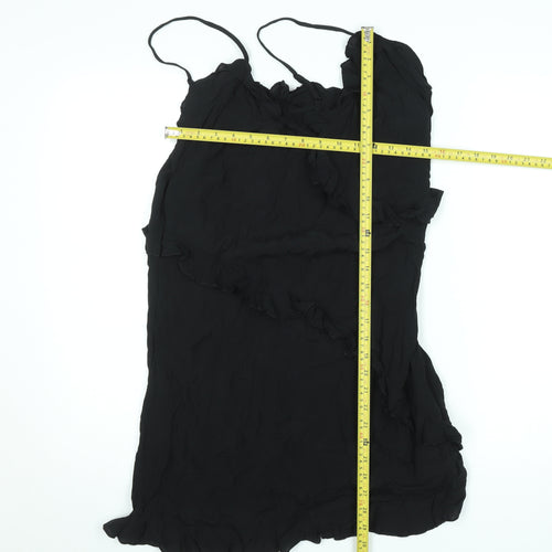 H&M Women’s Black Viscose Ruffle Slip Dress Size 12
