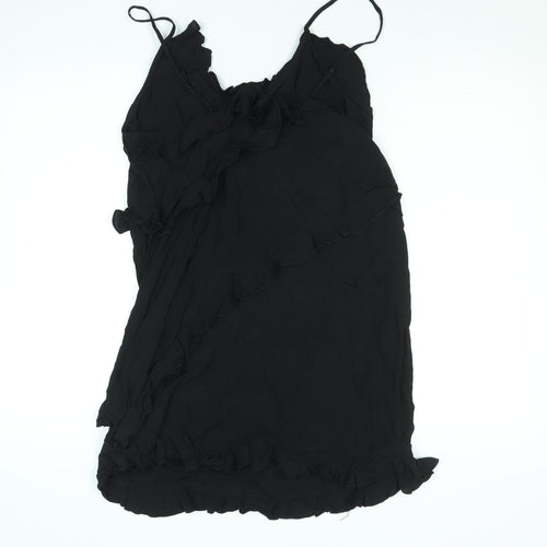 H&M Women’s Black Viscose Ruffle Slip Dress Size 12