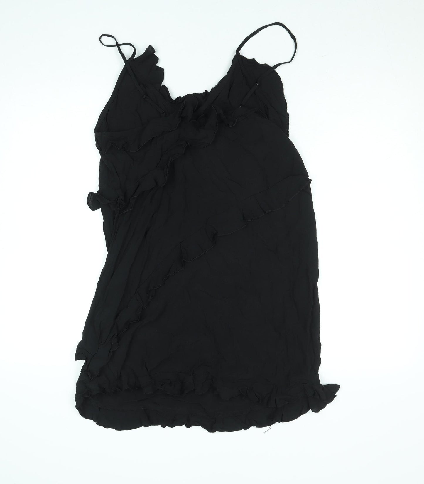 H&M Women’s Black Viscose Ruffle Slip Dress Size 12