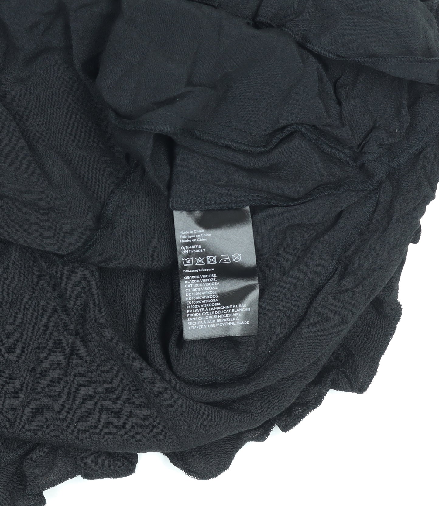 H&M Women’s Black Viscose Ruffle Slip Dress Size 12