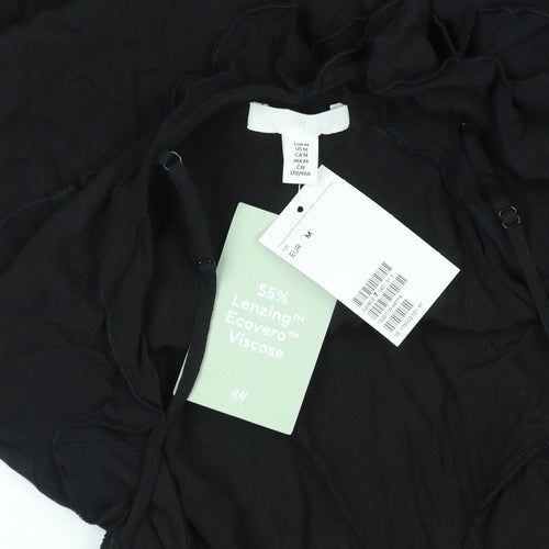 H&M Women’s Black Viscose Ruffle Slip Dress Size 12