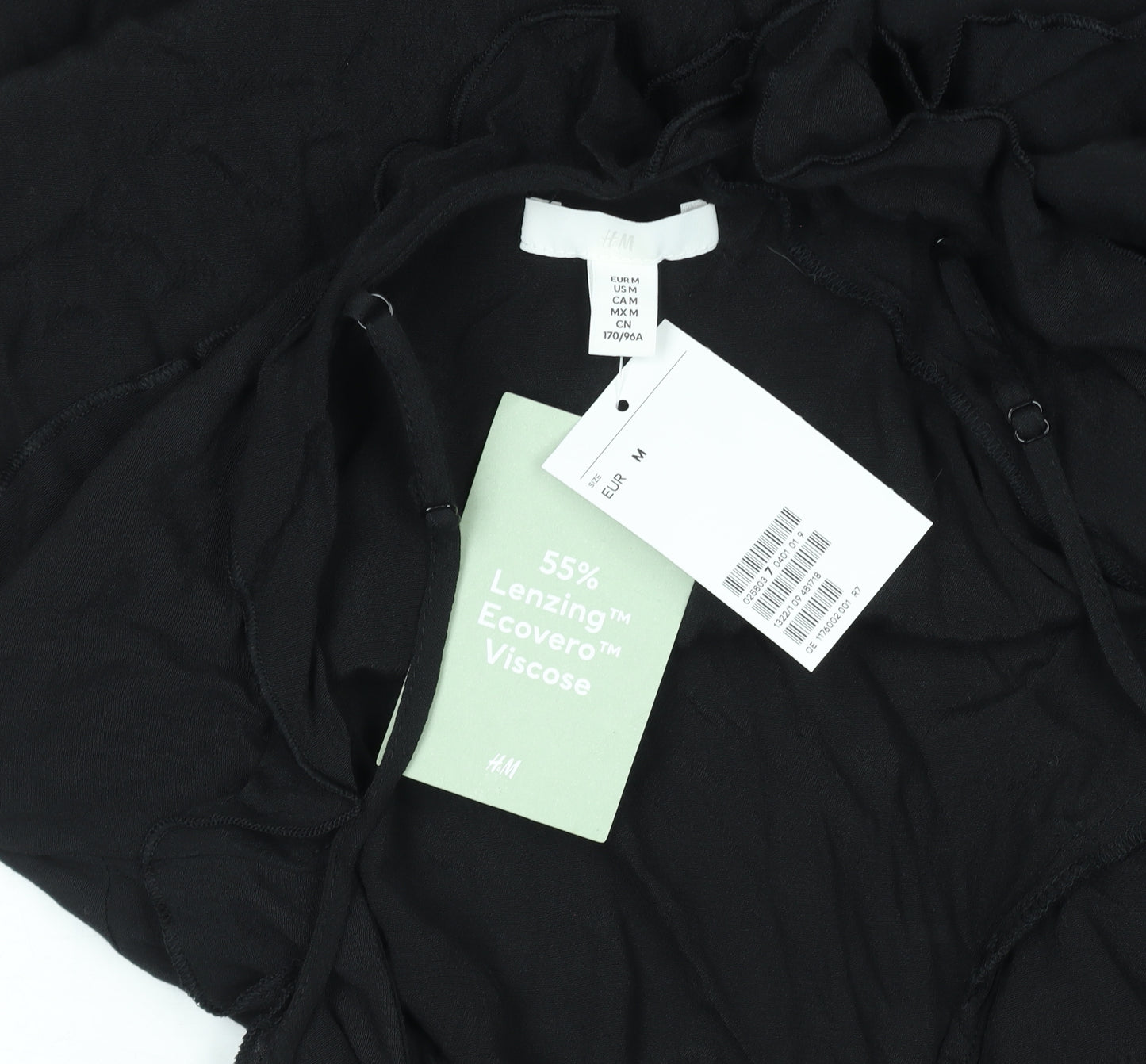 H&M Women’s Black Viscose Ruffle Slip Dress Size 12