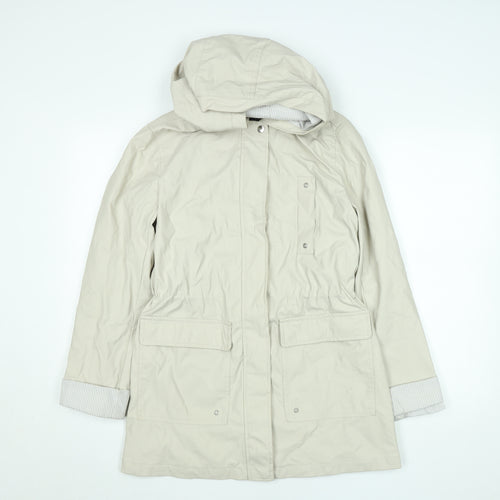 New Look Women’s Beige Mid-Length Hooded Parka Coat Size 10