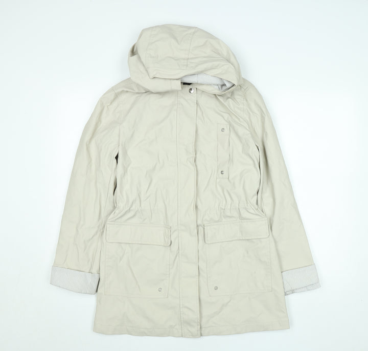 New Look Women’s Beige Mid-Length Hooded Parka Coat Size 10