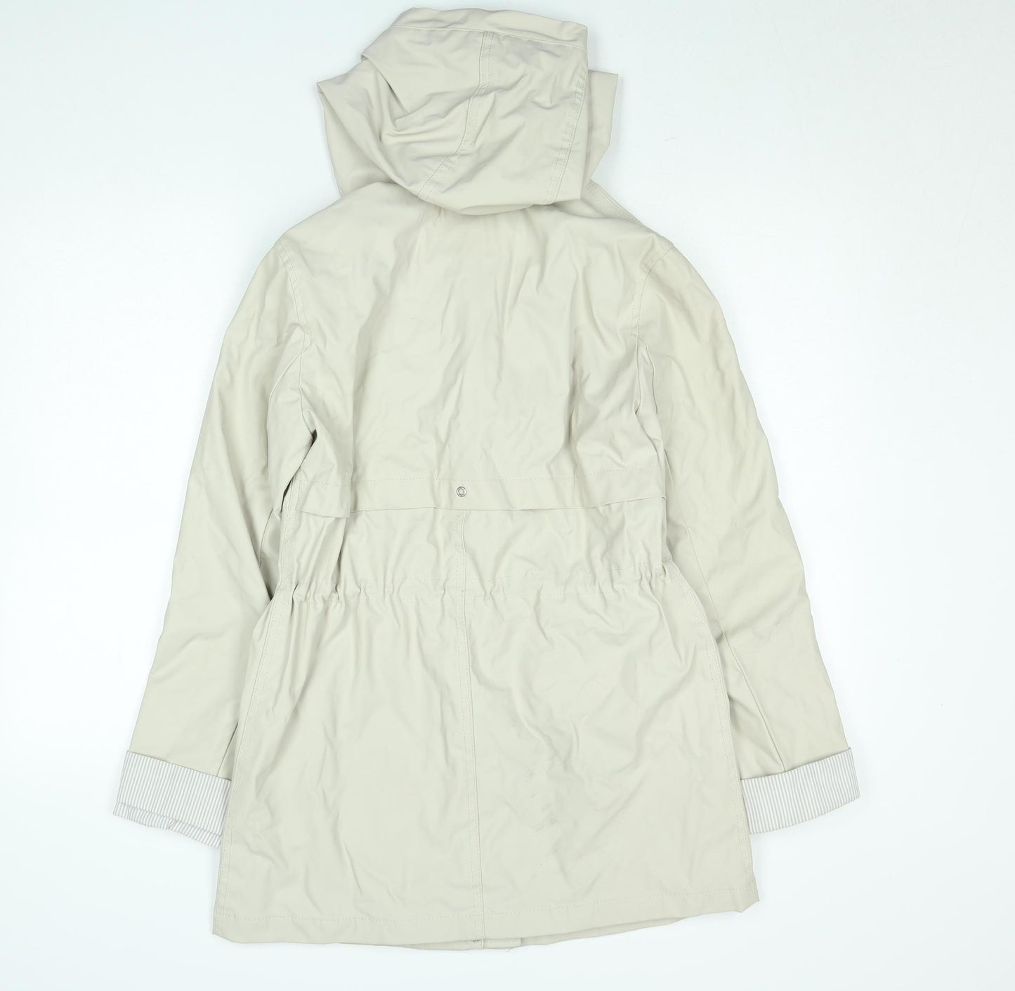 New Look Women’s Beige Mid-Length Hooded Parka Coat Size 10