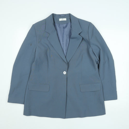 Essentials Women Blue One-Button Blazer Size M Regular Fit