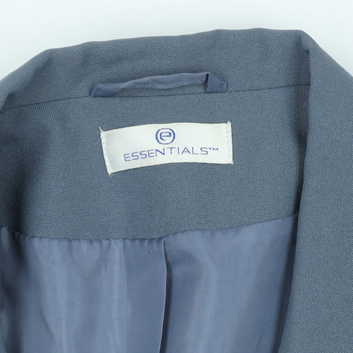 Essentials Women Blue One-Button Blazer Size M Regular Fit