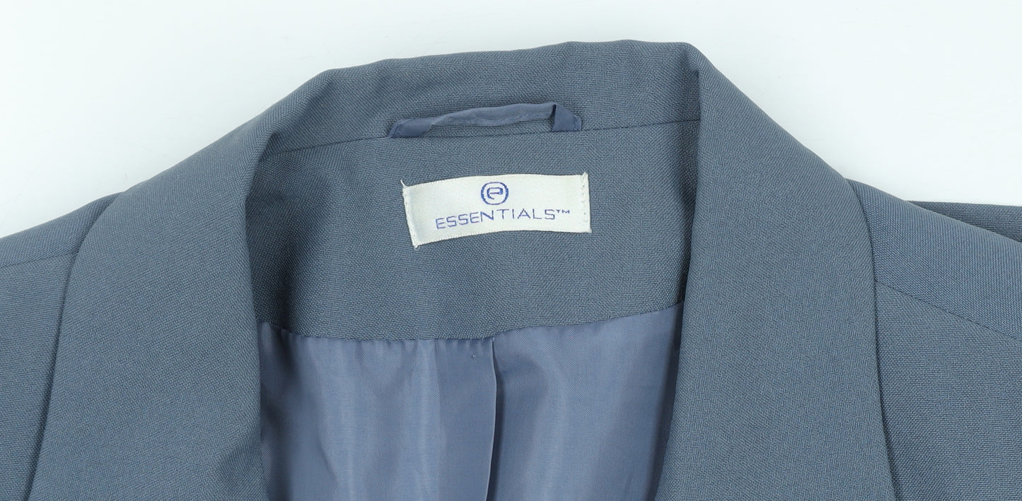 Essentials Women Blue One-Button Blazer Size M Regular Fit