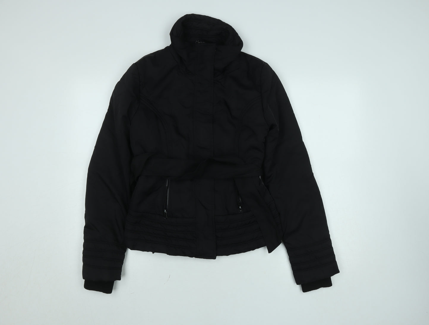 Select Women Black Belted Puffer Jacket Size 12 Winter Coat