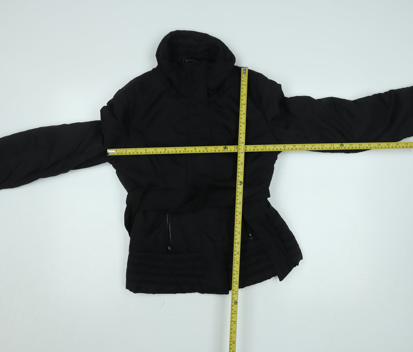 Select Women Black Belted Puffer Jacket Size 12 Winter Coat