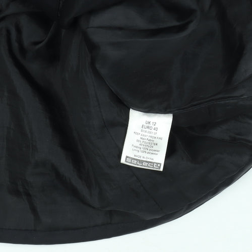 Select Women Black Belted Puffer Jacket Size 12 Winter Coat