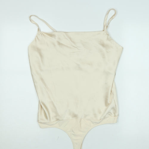 Gallery Women Ivory Satin Bodysuit Size 12 Adjustable Straps